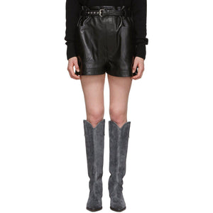 Isabel Marant Black Leather Xike Shorts