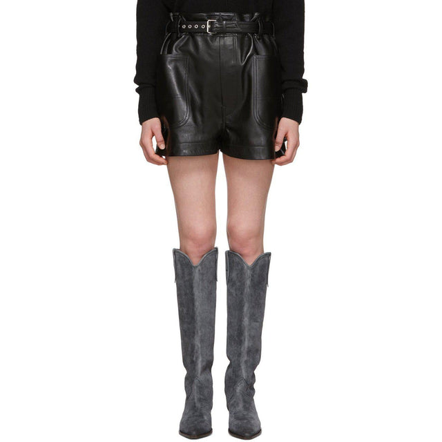 Isabel Marant Black Leather Xike Shorts