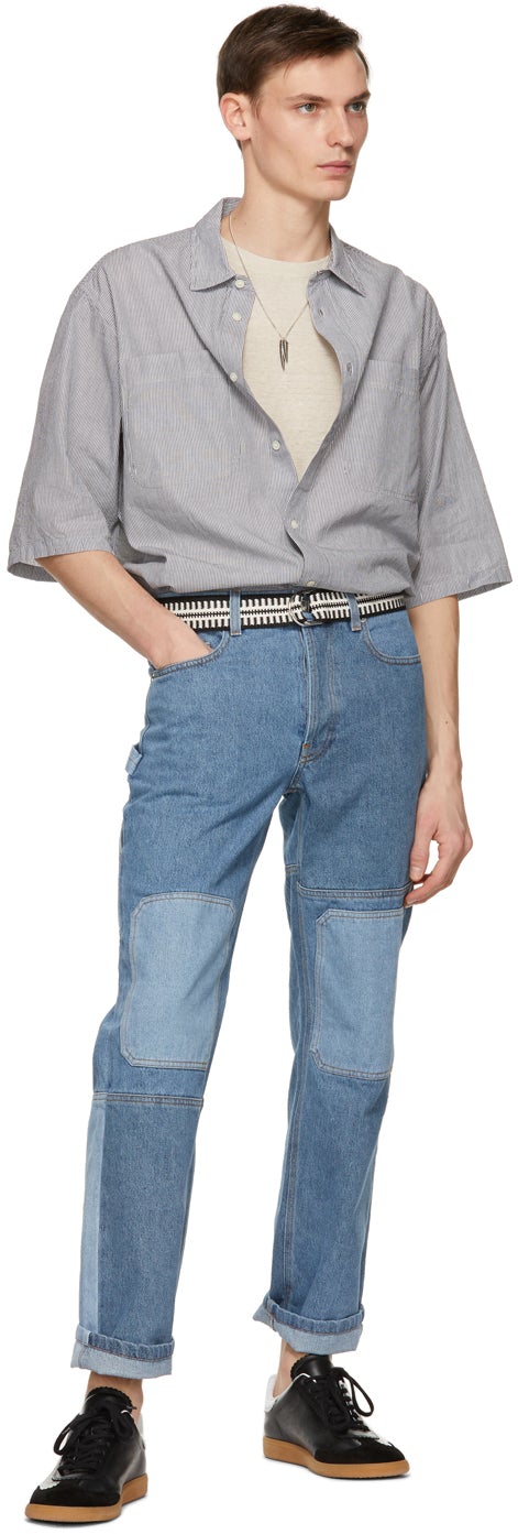 Isabel Marant Grey Striped Jarlow Short Sleeve Shirt