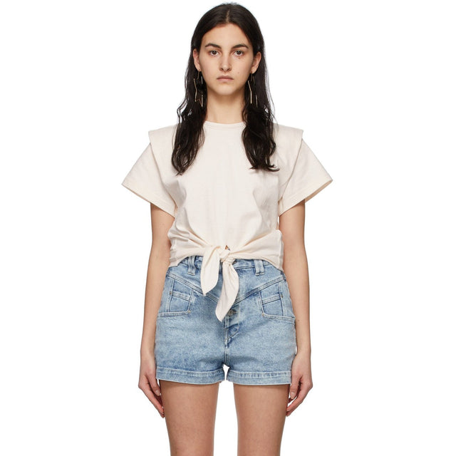 Isabel Marant Off-White Zelitos Tied Up Shirt - Shirt Isabel Marant Zelitos Off-White Steed Up - Isabel Marant Off-White Zelitos는 셔츠를 묶었습니다