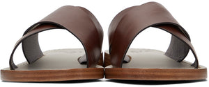 Isaia Brown Leather Strap Sandals