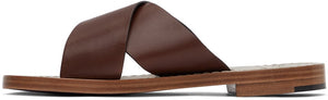 Isaia Brown Leather Strap Sandals