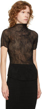 Issey Miyake Black Chiffon Twist Short Sleeve Blouse