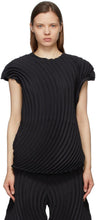 Issey Miyake Black Wrapped Pleats T-Shirt - T-shirt plis enveloppé noir Issey Miyake - issey miyake 검은 래핑 된 주름 티셔츠