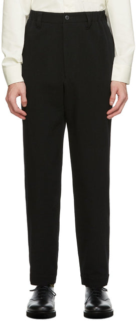 Issey Miyake Men Black Wool Trousers - Pantalon de laine Noire Issey Miyake Hommes - issey miyake 남자 검은 양모 바지