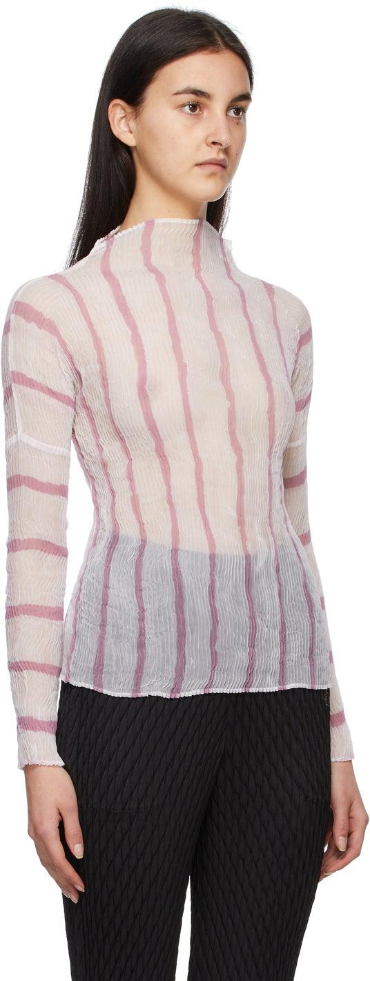 Issey Miyake Pink Stripe Chiffon Twist Top – BlackSkinny