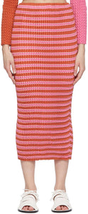 Issey Miyake Pink Striped Spongy Skirt - Jupe spongieuse rayée rose rose issey miyake - issey miyake 핑크 스트라이프 스커트 스커트