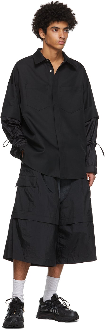 JERIH Black Detachable Shirt