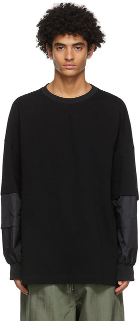 JERIH Black Detachable Sleeves Sweatshirt - Sweat-shirt de manches détachables noires Jerih - Jerih Black Detachable Sleeves Sweatshirt