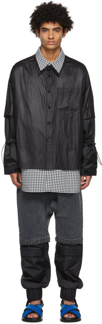 JERIH Black Double Layer Shirt - Chemise à double couche Jerih Noir - Jerih 블랙 더블 레이어 셔츠