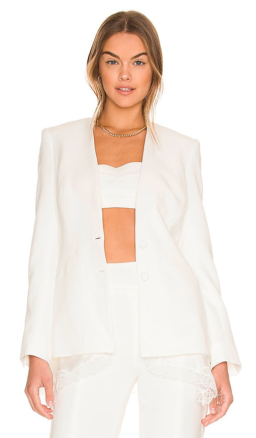 JONATHAN SIMKHAI Allie Jacket in White Veste Jonathan Simkhai Allie en blanc 乔纳森·辛卡（Jonathan Simkhai Allie）穿着白色的夹克