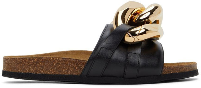 JW Anderson Black Chain Loafer Slides - JW Anderson Black Chain Loafer glisse - JW Anderson Black Chain Loafer 슬라이드