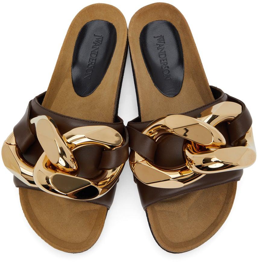 JW Anderson Brown Chain Loafer Slides – BlackSkinny