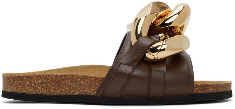 JW Anderson Brown Chain Loafer Slides – BlackSkinny