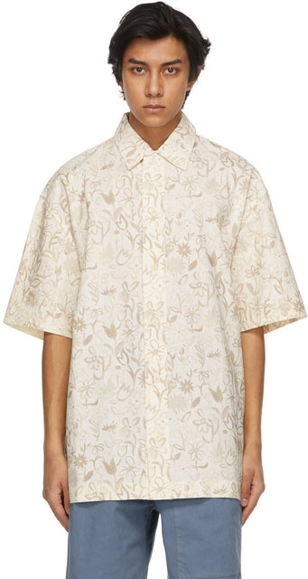 Jacquemus Beige Flowers 'La Chemise Moisson' Short Sleeve Shirt - Chemise à manches courtes 'La Chemise Moisson de La Chemise Moisson de Jacqueume Beige - Jacquemus 베이지 색 꽃 'La Chemise Moisson'짧은 소매 셔츠