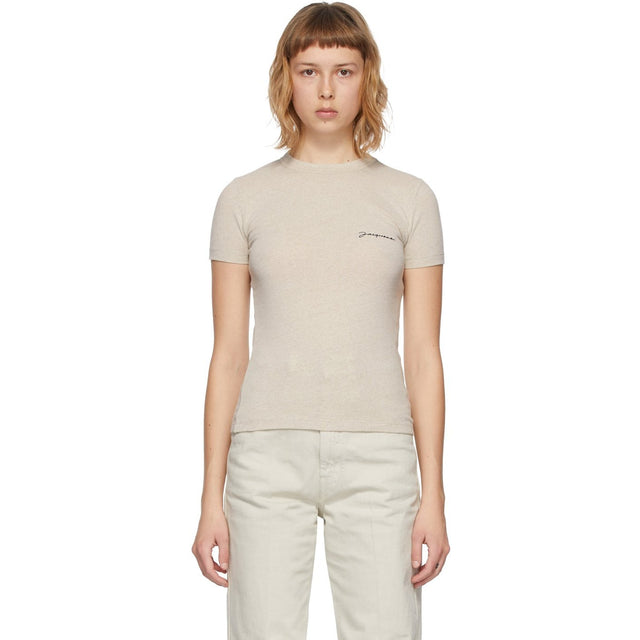 Jacquemus Beige 'Le T-Shirt Jacquemus' T-Shirt - Jacqueumus beige 'Le T-shirt Jacquemus' T-shirt ' - Jacquemus 베이지의 르 T 셔츠 Jacquemus '티셔츠