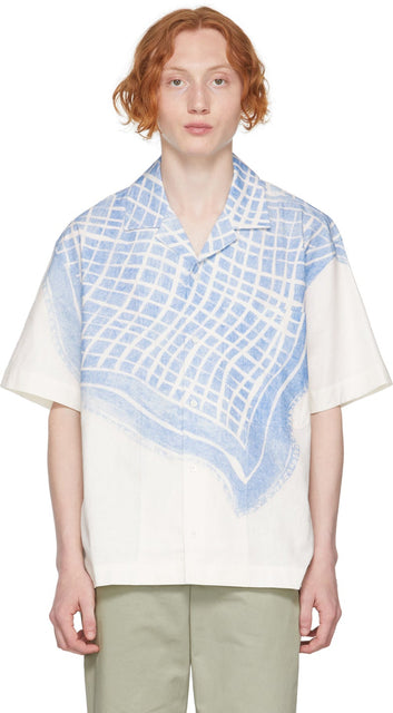 Jacquemus Blue Print 'La Chemise Jean' Short Sleeve Shirt - Jacqueumus Blue Print 'La Chemise Jean' Shirt à manches courtes - JacqueMus 블루 프린트 'La Chemise Jean'짧은 소매 셔츠