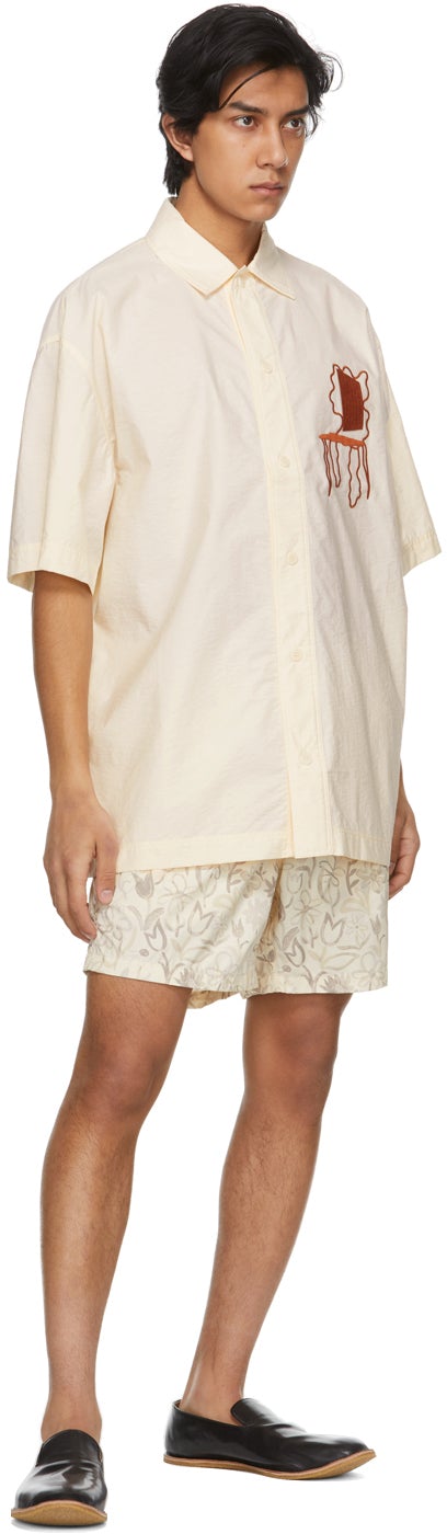 Jacquemus Off-White Embroidered 'La Chemise Moisson' Short Sleeve Shirt