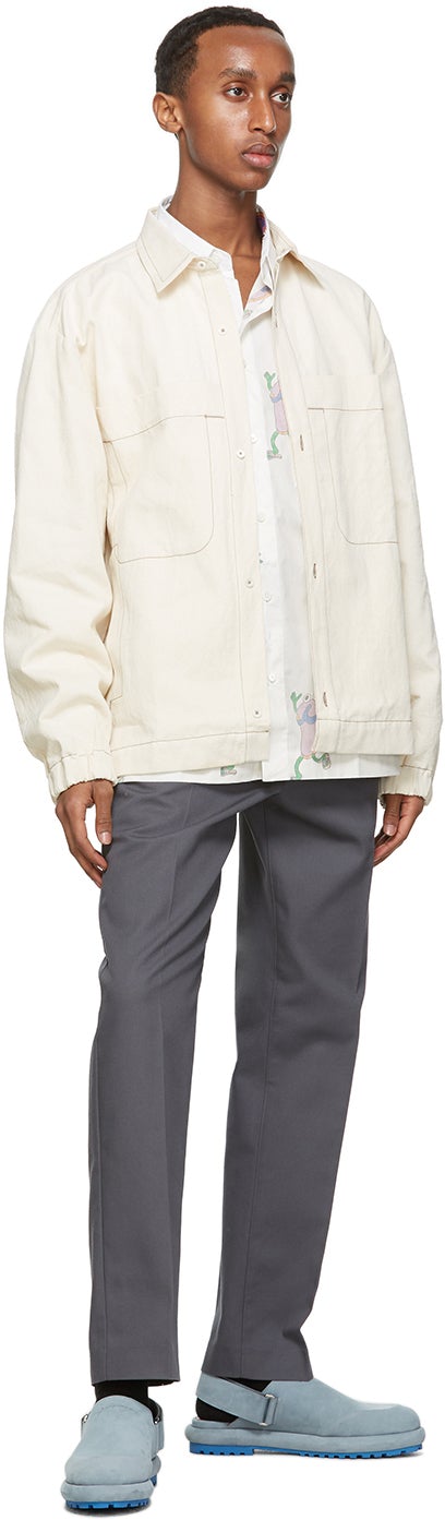 Jacquemus Reversible White Flip Flop Print 'La Chemise Jacques' Shirt