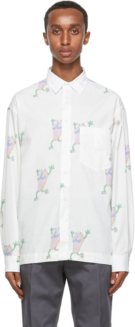 Jacquemus Reversible White Flip Flop Print 'La Chemise Jacques' Shirt - Jacqueumus Réversible White Flip Flop Print 'La Chemise Jacques' Chemise - JacqueMus 가역 화이트 플립 플롭 프린트 'La Chemise Jacques'셔츠