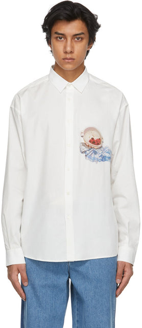 Jacquemus White Cherries 'La Chemise Henri' Shirt - T-shirt Jacqueumus Blanc Cerises 'La Chemise Henri' - Jacquemus 화이트 체리의 La Chemise Henri '셔츠