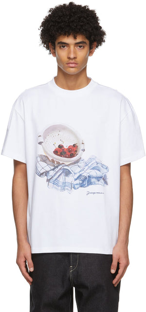 Jacquemus White 'Le T-Shirt Cerises' T-Shirt - T-shirt Jacqueumus White 'Le T-shirt' Cerises ' - JacqueMus 화이트 '르 티셔츠 시아큐즈'티셔츠