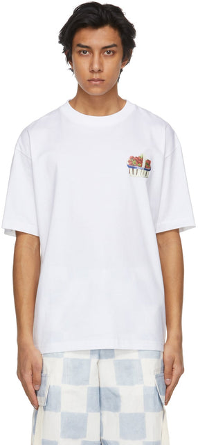 Jacquemus White 'Le T-Shirt Fraises' T-Shirt - T-shirt Jacqueumus White 'Le T-shirt Fraises' - JacqueMus 화이트 '르 T 셔츠 닦개'티셔츠