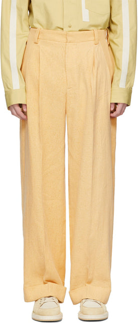 Jacquemus Yellow 'Le Pantalon Novi' Trousers - Jacqueumus Jaune 'Le Pantalon Novi' Pantalon - JacqueMus 노란색 '르 팬티 론 노비'바지