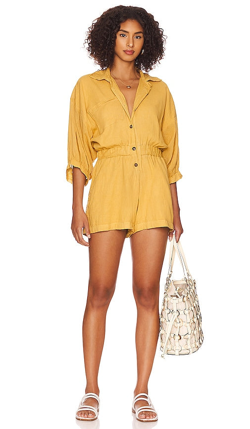 Jen's Pirate Booty Zina Romper in Mustard Jen's Pirate Booty Zina Romper in Mustard 詹的海盗赃物Zina Romper在芥末中