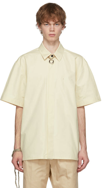 Jil Sander Beige Heavy Poplin Short Sleeve Shirt - Jil Sander Beige Beige Shirt à manches courtes - 길 샌더 베이지 색 무거운 포플린 짧은 소매 셔츠