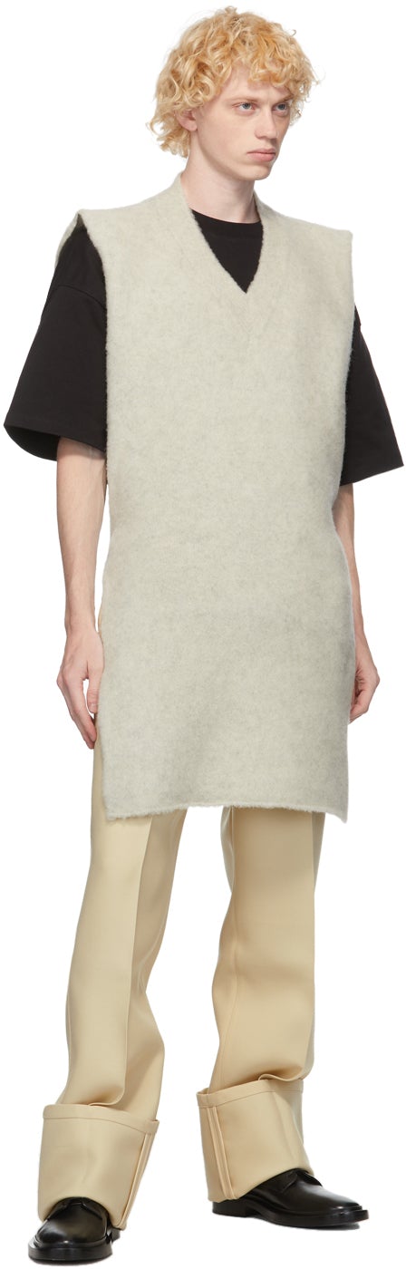 Jil Sander Beige Wool Turn Up Cuff Trousers