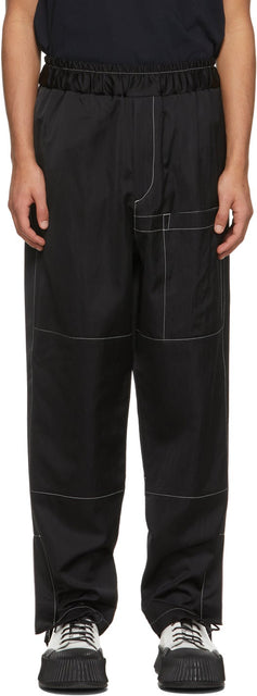 Jil Sander Black Crinkled Panel Trousers - Jil Sander Panneau à panneaux froissés noirs - JIL 샌더 블랙 블랙 스커스 패널 바지