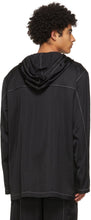 Jil Sander Black Crinkled Satin Hooded Coat