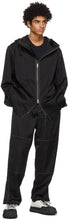 Jil Sander Black Crinkled Satin Hooded Coat