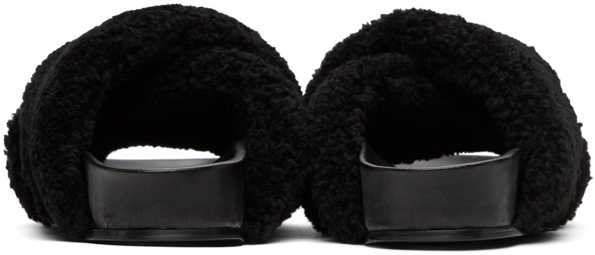 Black discount fuzzy sandals