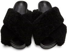 Jil Sander Black Fuzzy Sandals