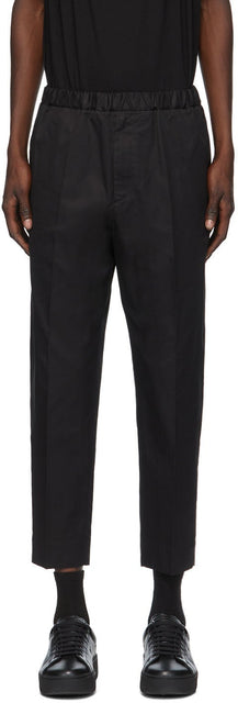 Jil Sander Black Gabardine Cropped Trousers - Jil Sander Black Gabardine Pantalon recadré - Jil Sander Black Gabardine은 바지를 자른 자른 샌들입니다