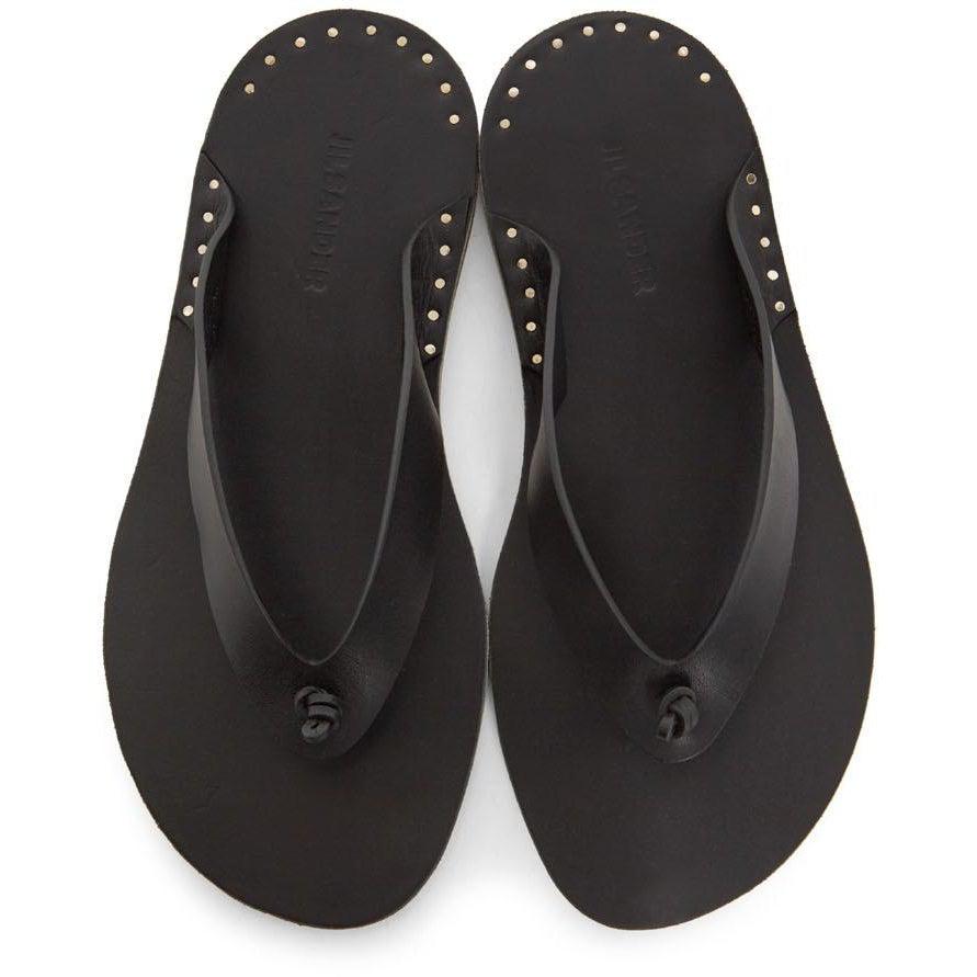 Jil Sander Black Leather Sandals