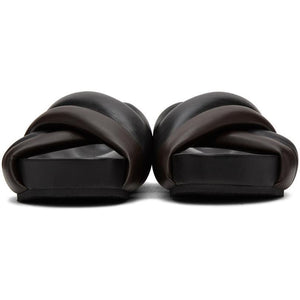 【36】JIL SANDER nappa sandal JIL SANDER Women Black Platform Leather Strap Sandals Size