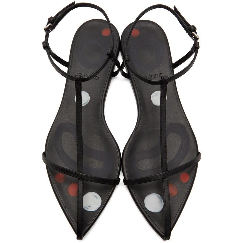 Jil Sander Black Polka Dot Pointy Toe Flat Sandals