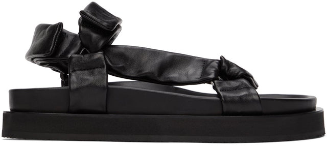 Jil Sander Black Sheepskin Sandals - Jil Sander Sandales en peau de mouton noir - 긴 샌더 검은 양 가죽 샌들