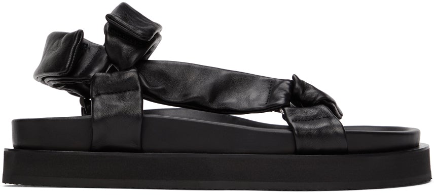 Jil Sander Black Sheepskin Sandals - Jil Sander Sandales en peau de mouton noir - 긴 샌더 검은 양 가죽 샌들