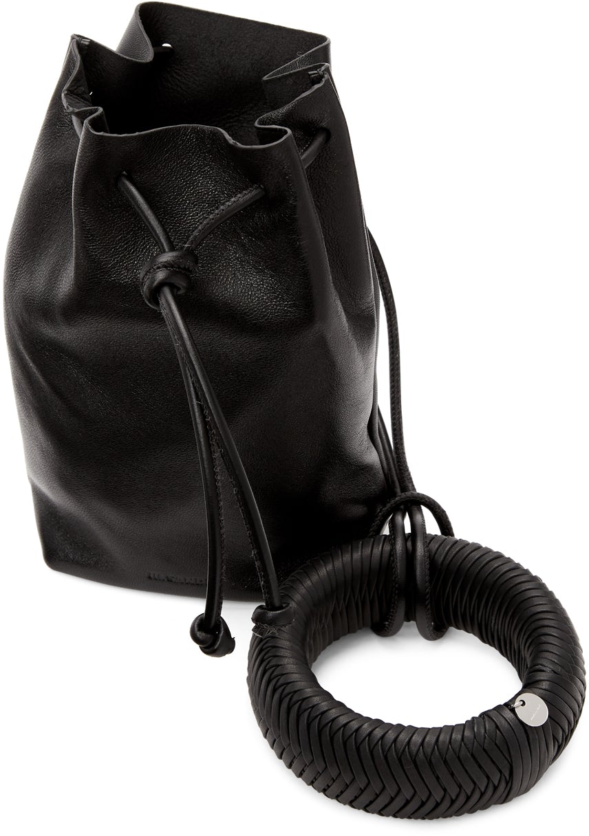 Jil Sander Black Small Woven Bracelet Drawstring Bag – BlackSkinny
