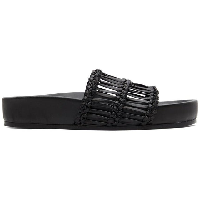 Jil Sander Black Tiered Flat Sandals - Jil Sander Sandales plates noires - Jil Sander Black Tiered Flat Sandals.
