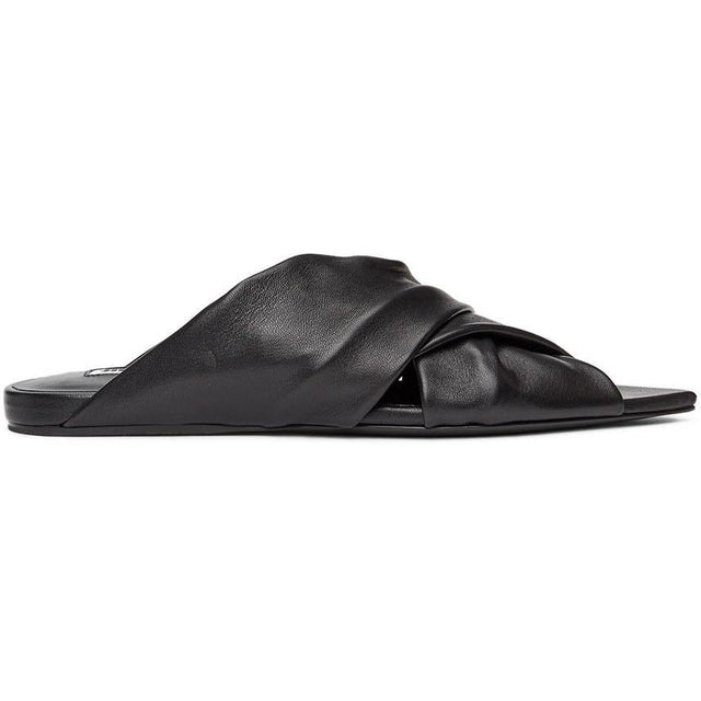Jil Sander Black Wrapped Flat Sandals - Jil Sander Noir Sandales plates enveloppées - JIL 샌더 블랙 래핑 플랫 샌들