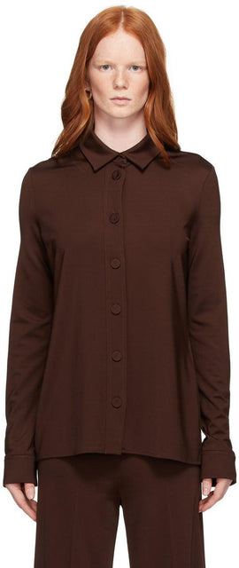 Jil Sander Brown Viscose Buttoned Shirt - Jil Sander Brown Viscose Chemise boutonnée - 길 샌더 브라운 viscose buttoned shirt.