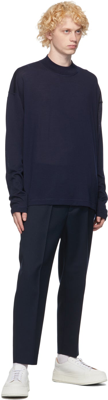 Jil Sander Indigo Wool Crewneck Sweater