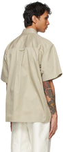 Jil Sander Khaki Gabardine Eyelet Short Sleeve Shirt