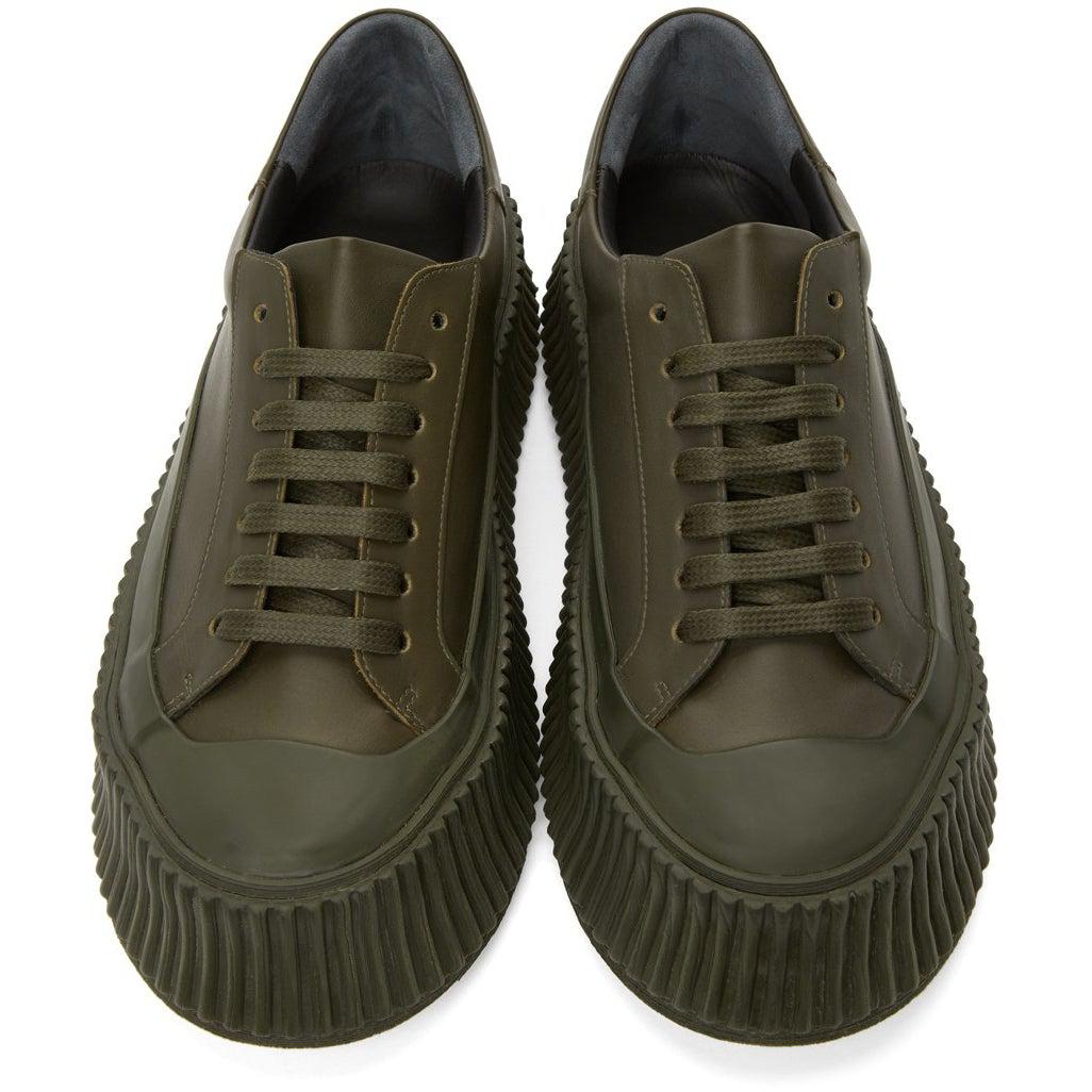 Jil Sander Khaki Leather Platform Sneakers – BlackSkinny