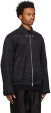 Jil Sander Navy Gabardine Detachable Pocket Bomber Jacket